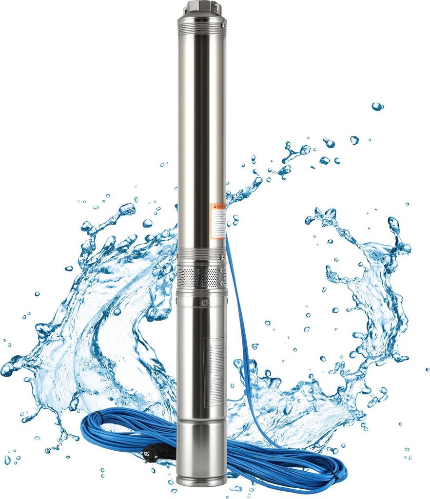 Izrielar 1100W / 1.5hp Tiefbrunnenpumpe Brunnenpumpe 4 Zoll bis 4000 L/h Sandverträglich Tauchpumpe Edelstahl Wasserpumpe Gartenpumpe