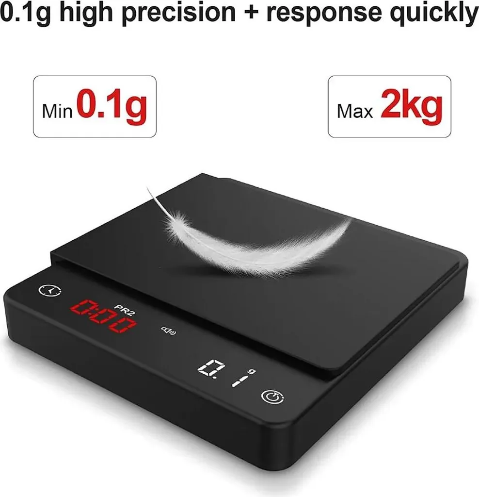 Pèse-café rechargeable USB avec minuteur et écran LED haute précision