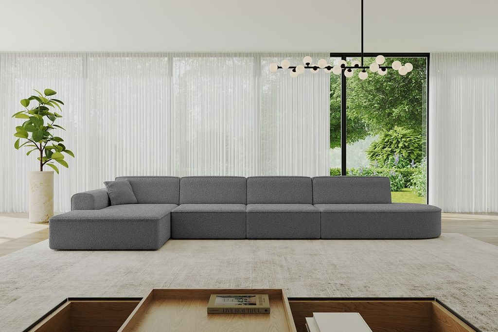 ALTDECOR Ecksofa in L-Form IREA-L3-v3 412x165x77 cm Grau Corner Sofa Eckcouch Couch Wohnlandschaft Cauchsofa
