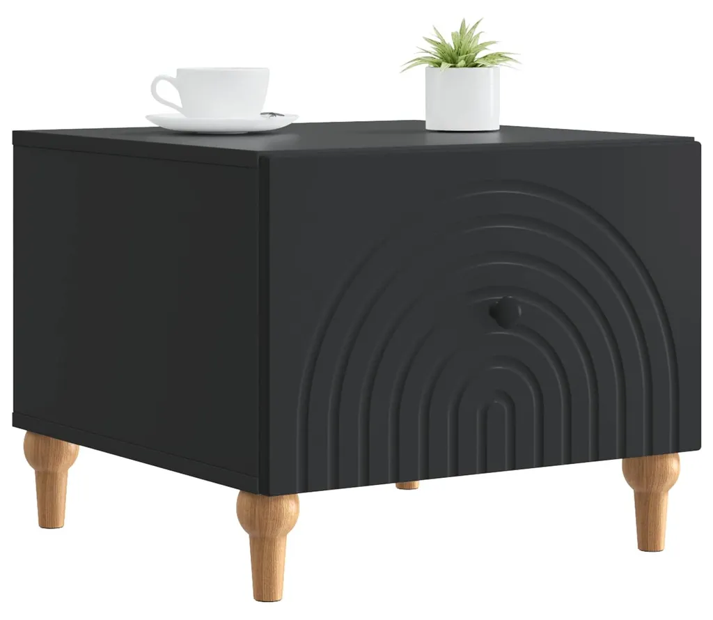 Table de salon noire avec tiroirs de rangement - Format 49x50x40 cm