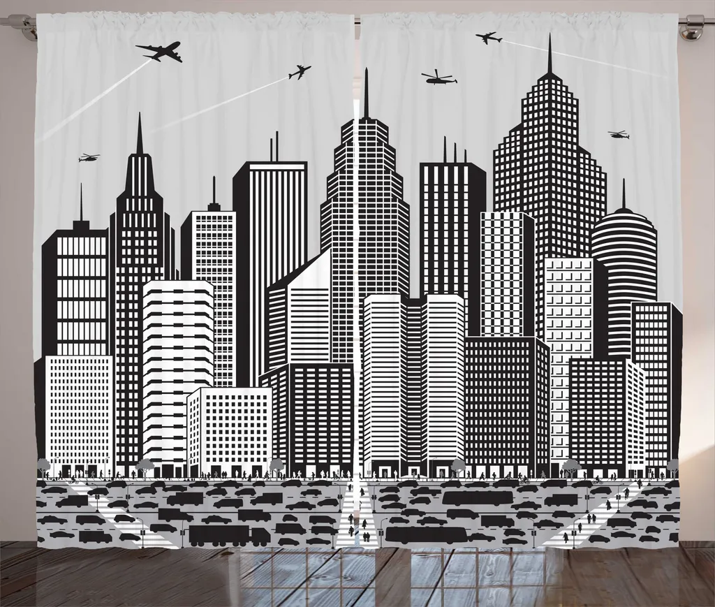 ABAKUHAUS Rideau Art Urbain 280 x 225 cm Gris Anthracite à Crochets