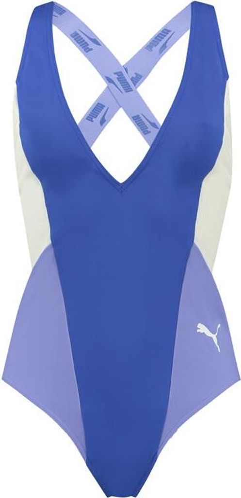 Puma Damen Badeanzug Schwimmen Plunge Swimsuit Elektro Purple