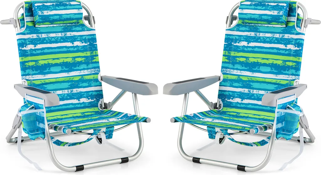 Chaise de camping pliante avec porte-serviettes et dossier inclinable
