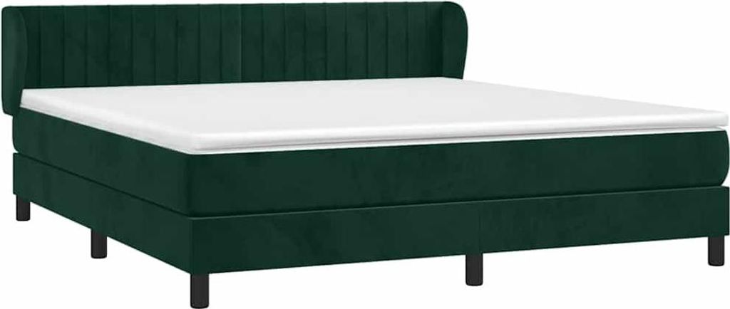 vidaXL Boxspringbett mit Matratze Dunkelgrün 160x200 cm Samt