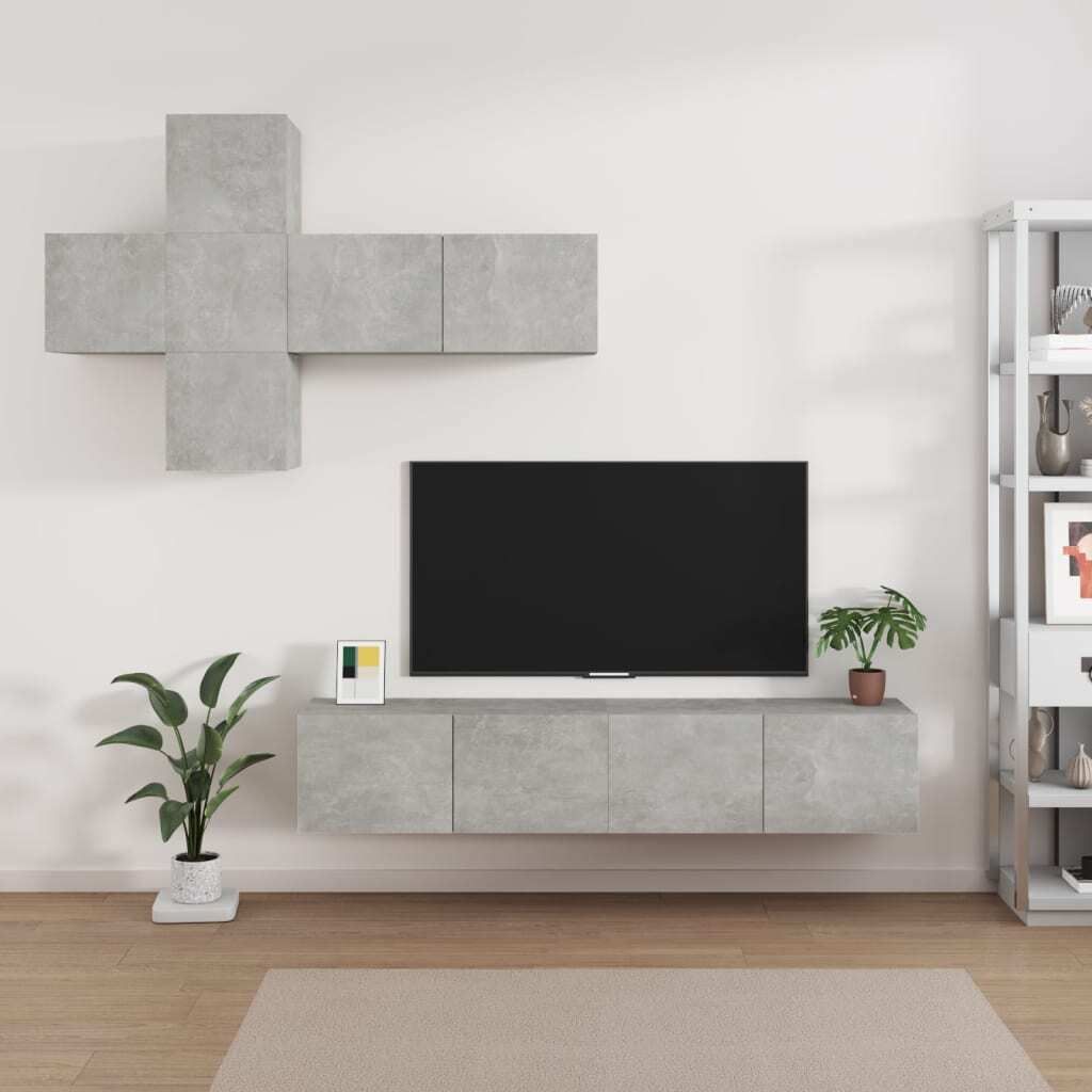 Maison Exclusive - 7-tlg. TV-Schrank-Set Betongrau Holzwerkstoff