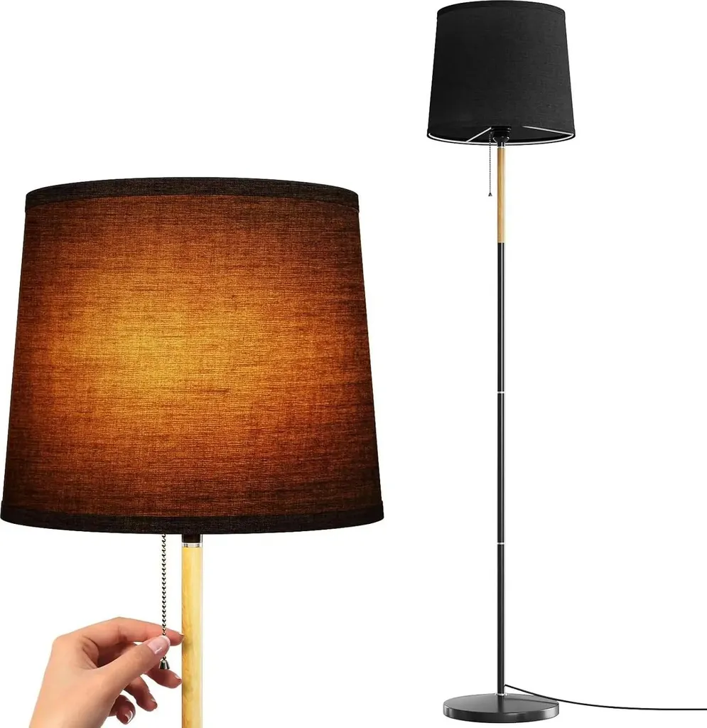 Lampada da terra, design elegante, luce soffusa, nero - 2