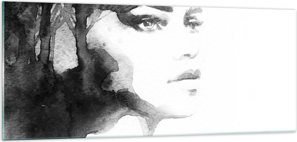 Bilder auf glas - Porträt Malerei Frau Gesicht - 100x40cm - Glasbilder - Wandbilder - Kunstdruck - zum Aufhängen bereit - Wanddekoration aus Glas...