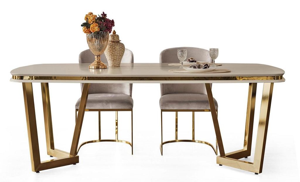Modern Esszimmer Set Besteht aus Esstisch und 4x Stühle Beige 5tlg.