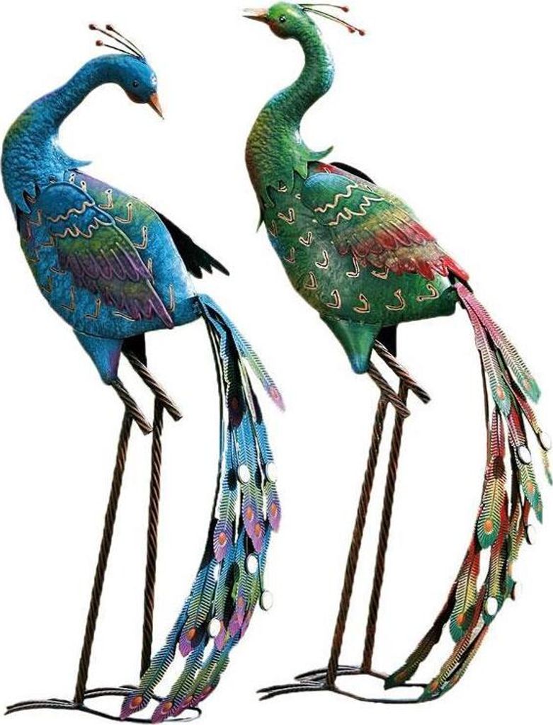 Boltze Pfau Garden Picture 2er set in metallo multicolore Immagine del prodotto 