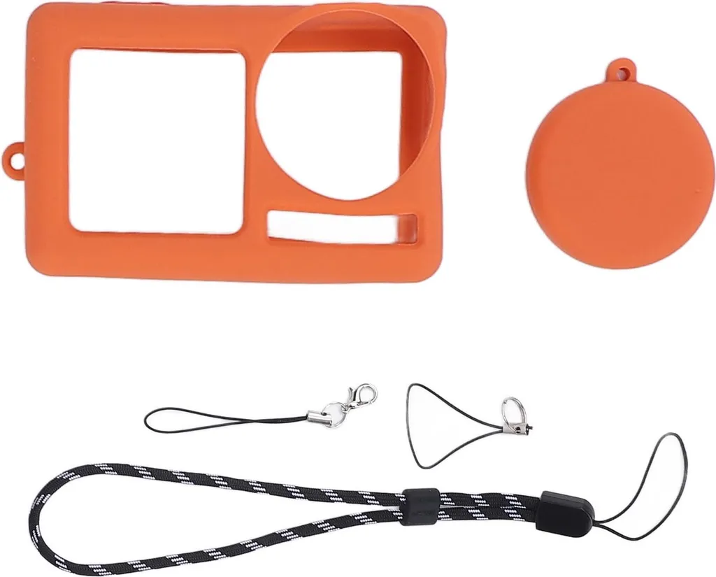 Coperchio protettivo in silicone per Action 5 Pro, copriobiettivo anti-caduta per fotocamera, accessorio con cinghia a mano, corda persa, arancione