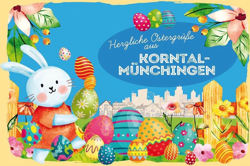 vianmo Holzschild 12x18 cm Ostergrüße KORNTAL-MÜNCHINGEN