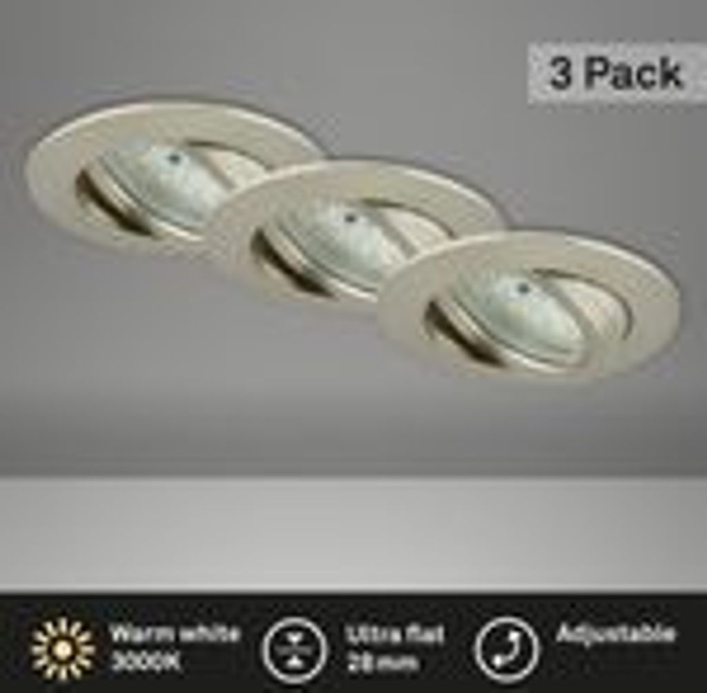 LED Deckeneinbauleuchten Set 3x Einbauleuchten 3000K Flach 82mm Matt Nickel