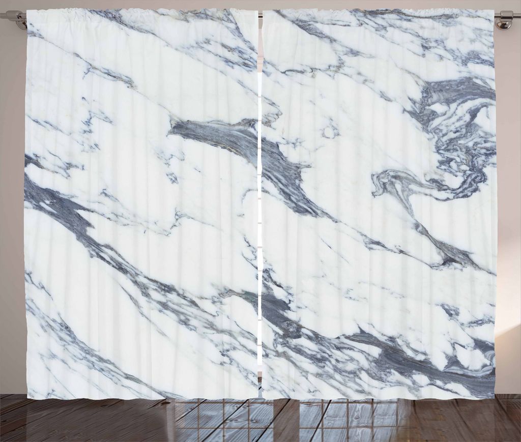 ABAKUHAUS Marmor Rustikaler Gardine, Antique Oceanic, Wohnzimmer Universalband Gardinen mit Schlaufen und Haken, 280 x 225 cm, Kadett-Blau Weiß