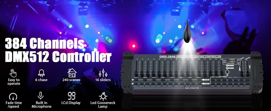 Console DMX 384 Canaux pour Projecteurs et Lyres - Pack de 2 Unités