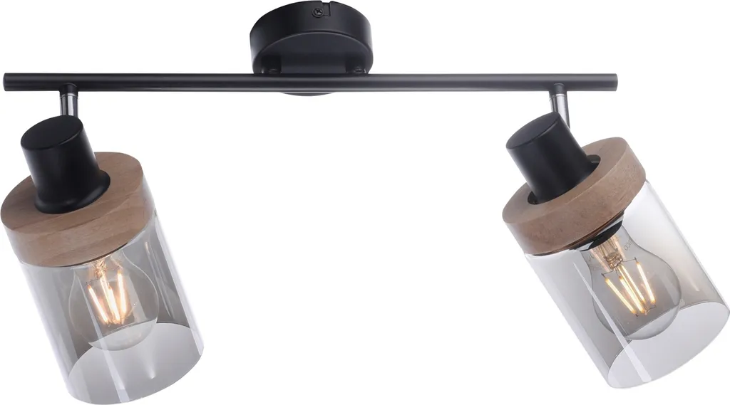 Lampada Soffitto Design Luxury: Legno Pregiato e Faretti Vetro Fumé