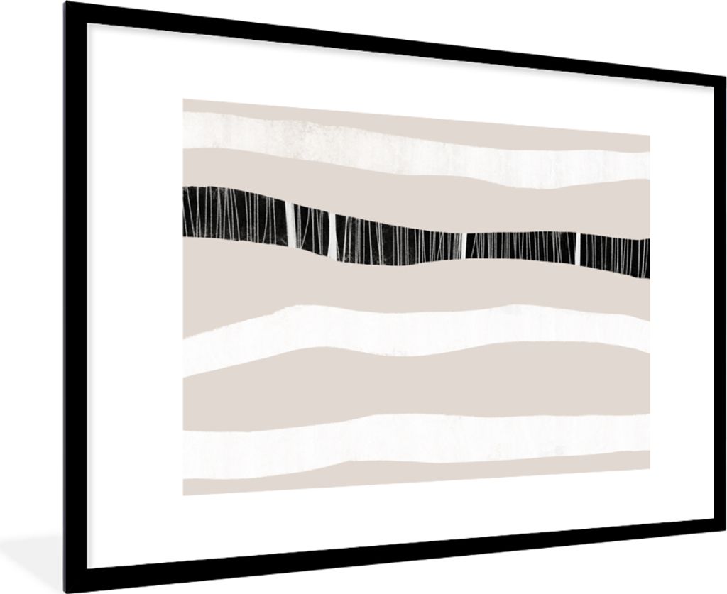 MuchoWow Gerahmtes Poster Linie - Pastell - Minimalismus - Muster 90x60 cm - Poster mit Schwarzem Bilderrahmen Wandposter Rahmen Foto Bilder - Wa...