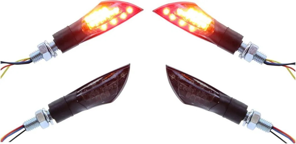 Clignotant LED moto et feu arrière Charly noir clair, pack de 4 pièces