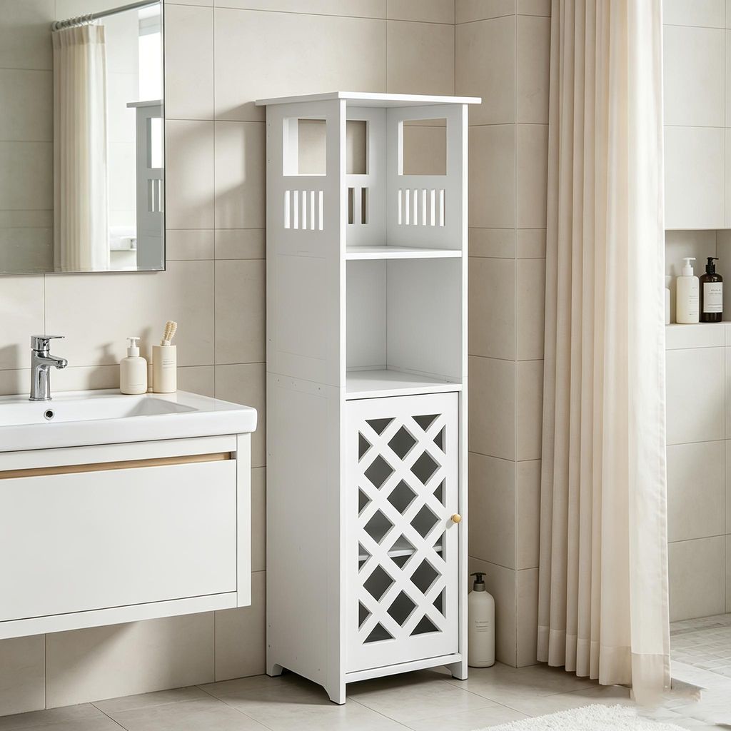 Badezimmerschrank,Freistehender badschrank schmal,3 Etagen Produktbild 