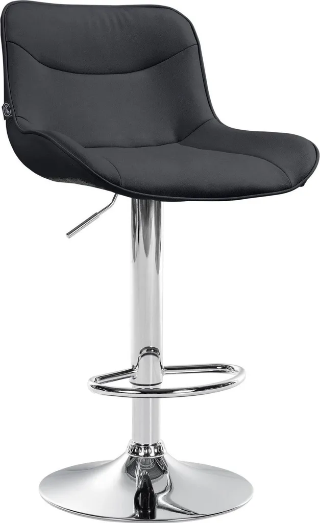 Sgabello da Bar Nero in Pelle Finta e Cromo - Design Ergonomico Moderno