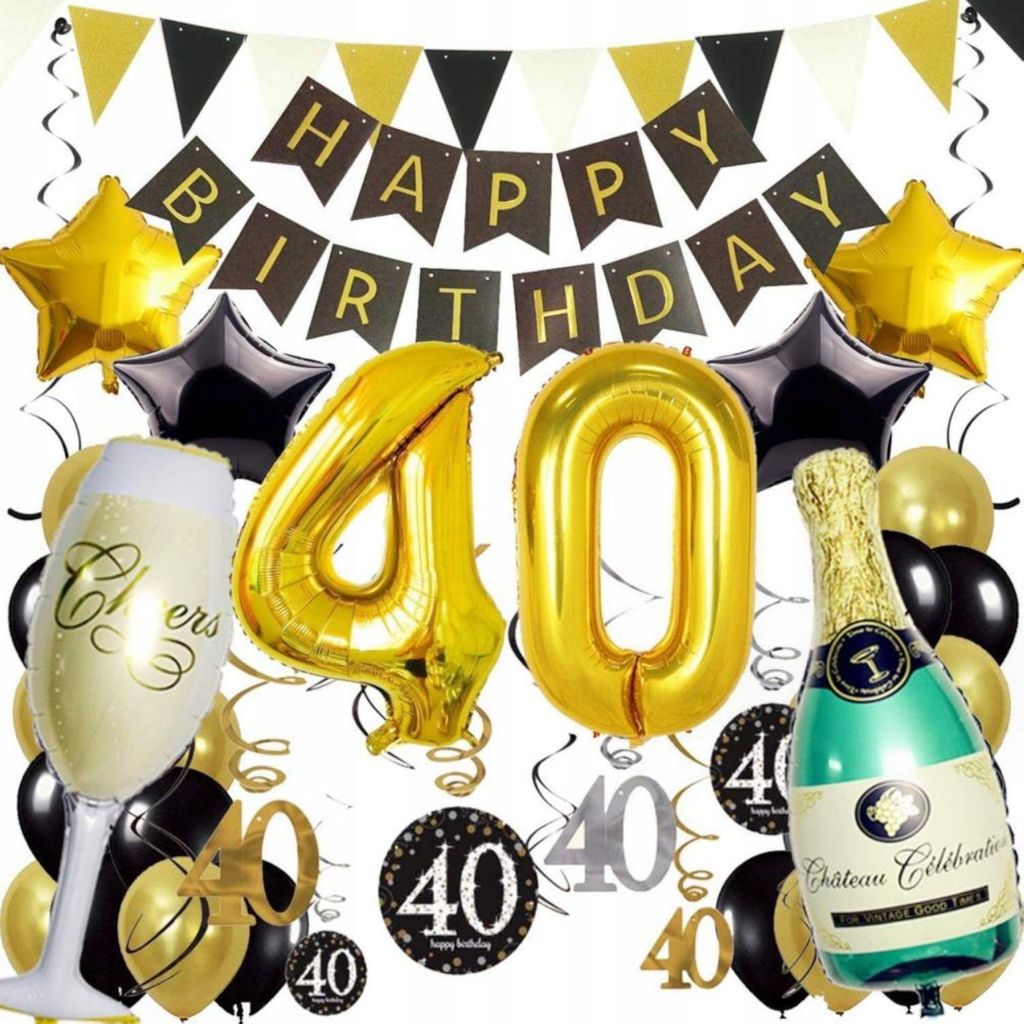 Dekorationsset - Luftballons - 40. Geburtstag - Gold und Produktbild 