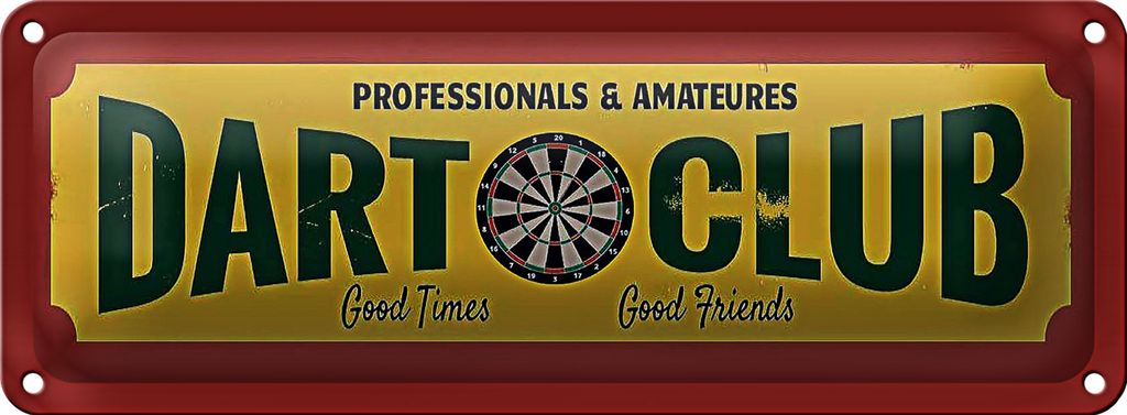 Blechschild Hinweis 27x10cm Dart Club professionals Amateur Dekoration