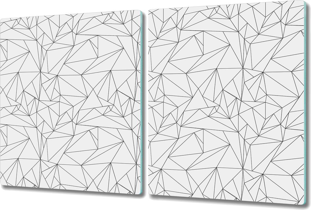 Glas-Herdabdeckplatte Glaskeramikkochfeld-Abdeckung Spritzschutz - 2x 40x52 cm - Dreiecke schwarzWeiß