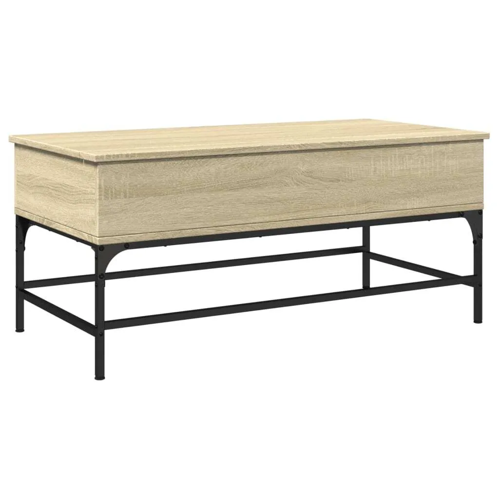 Tavolino Salotto Moderno Rovere Sonoma 100x50x45 cm Legno e Metallo