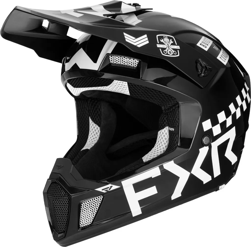 Casque motocross FXR Clutch Gladiator 2024 noir blanc en taille L