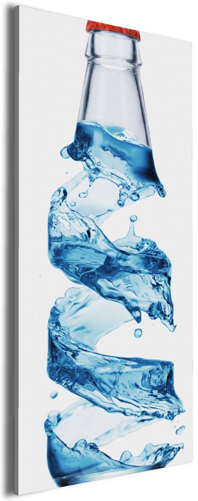 Wallario Premium Leinwandbild Strudel in der Wasserflasche in Größe 50 x 125 cm