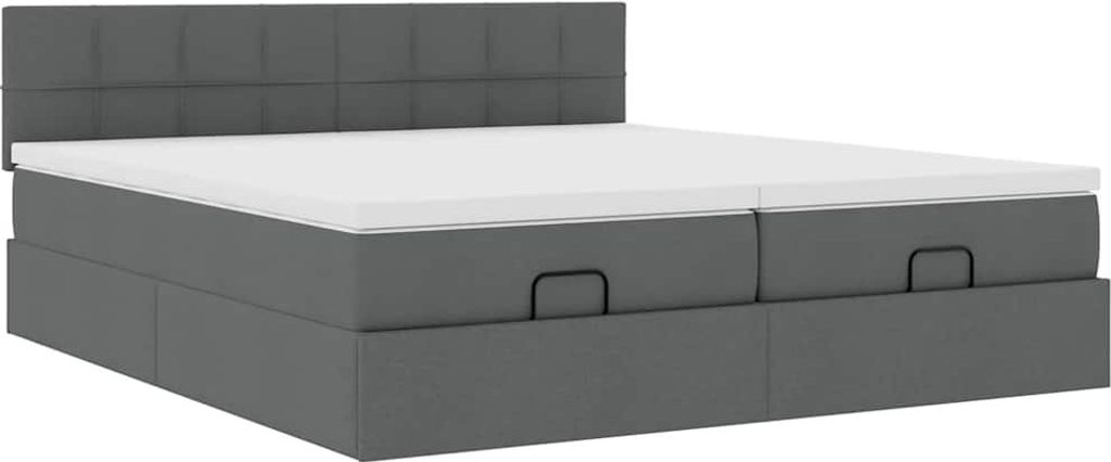 Ottoman-Bett mit Matratzen Dunkelgrau 160x200 cm Stoff