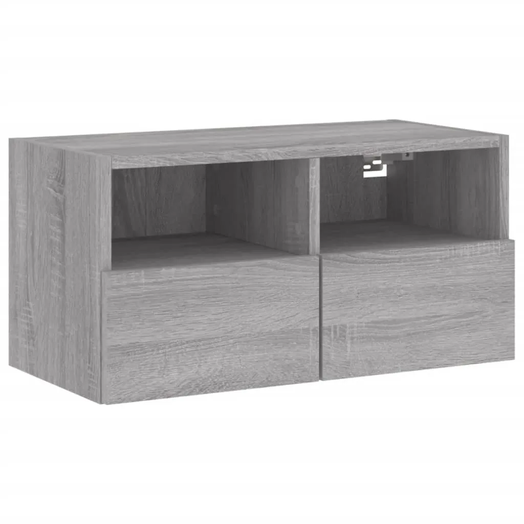 Meuble TV mural gris sonoma 60x30x30 cm en bois d'ingénierie moderne