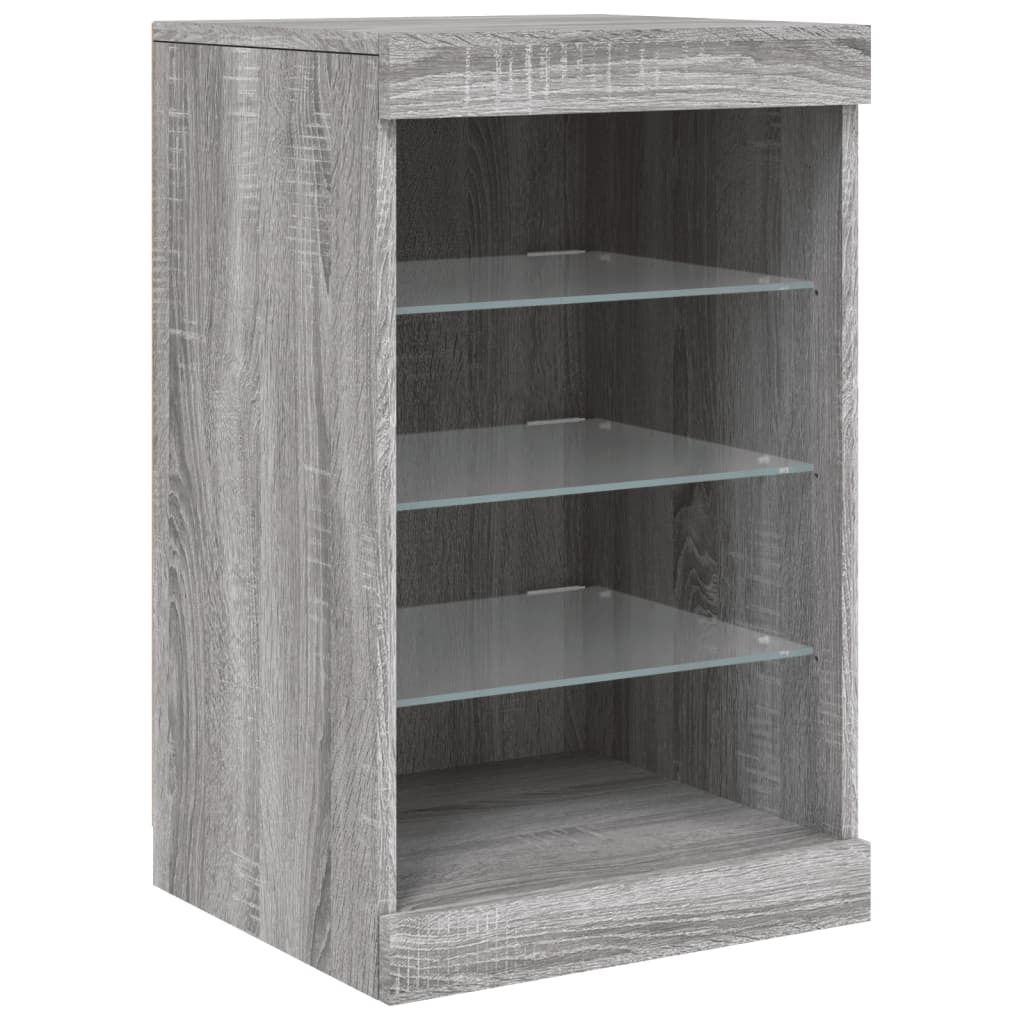 " "Sideboard - praktischem Design - Wohnzimmerschrank - Kommde für Flur - mit LED-Leuchten Grau Sonoma 41x37x67 cm NeuMöbel 9896359