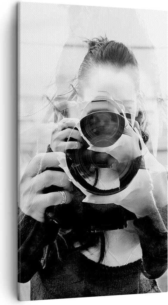 Bild auf Leinwand - Leinwandbild - Einteilig - Fotograf Schwarzweiß Doppel - 45x80cm - Wand Bild - Wanddeko - Wandbilder - Leinwanddruck - Bilder ...