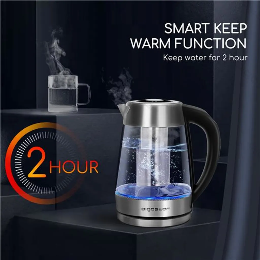 Bouilloire Théière Électrique Aigostar Verre Idéale Thé et Infusions