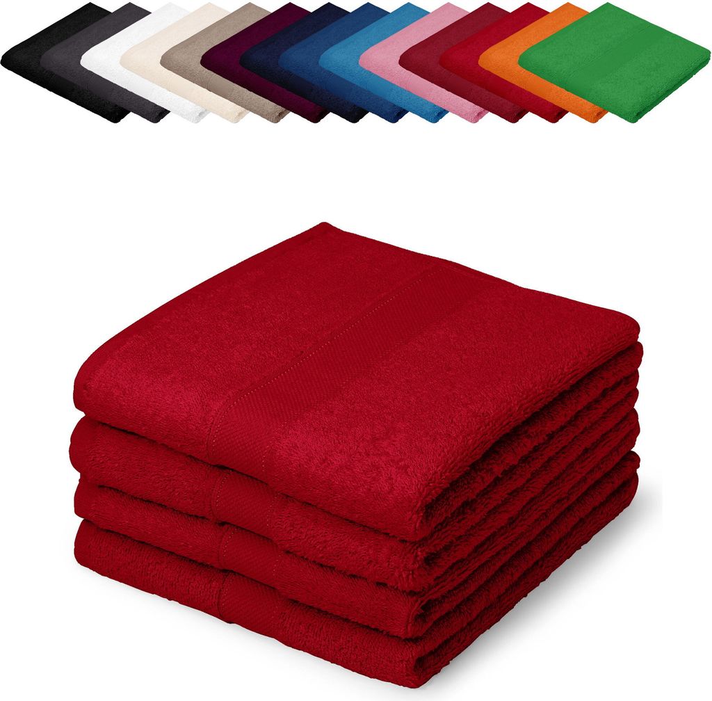 4er PACK Gästetücher 30x50 cm Gästehandtücher Kinderhandtücher Babyhandtücher 100% Baumwolle, Farbe: Rot