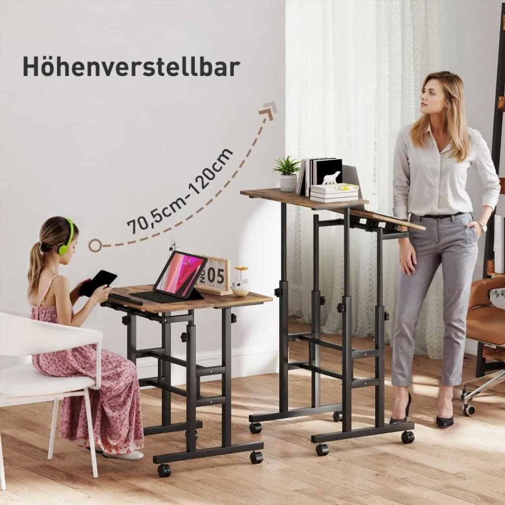 Bureau réglable contre le mal de dos - Table mobile rustique 60x60 cm - 4