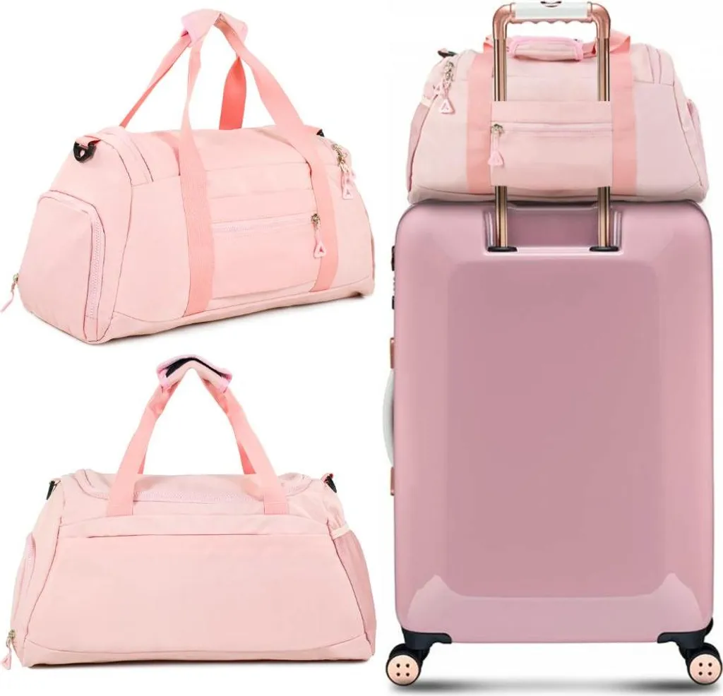 Borsa Sportiva Donna Rosa | Borsone Viaggio Grande con Porta Scarpe