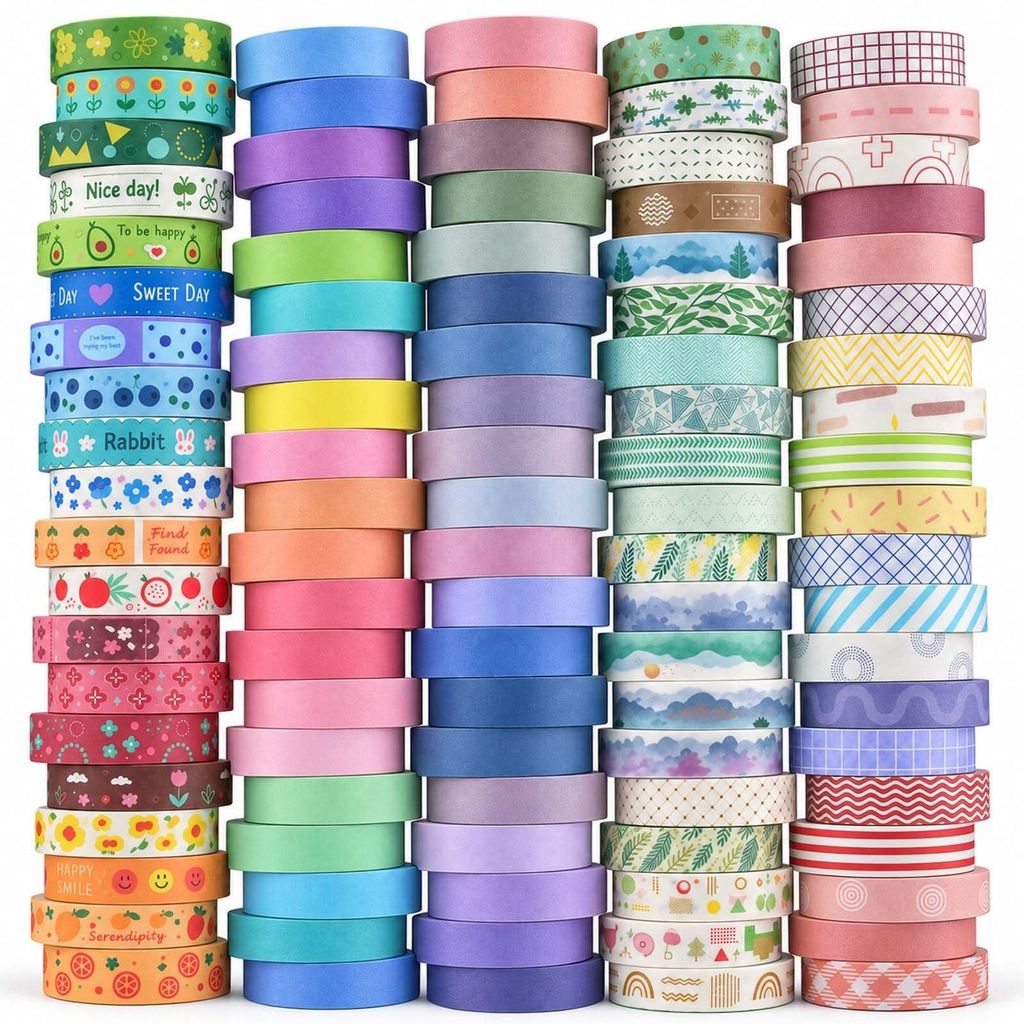 Sada washi pásky s 100 rolkami, motív: kvety Obrázok produktu 