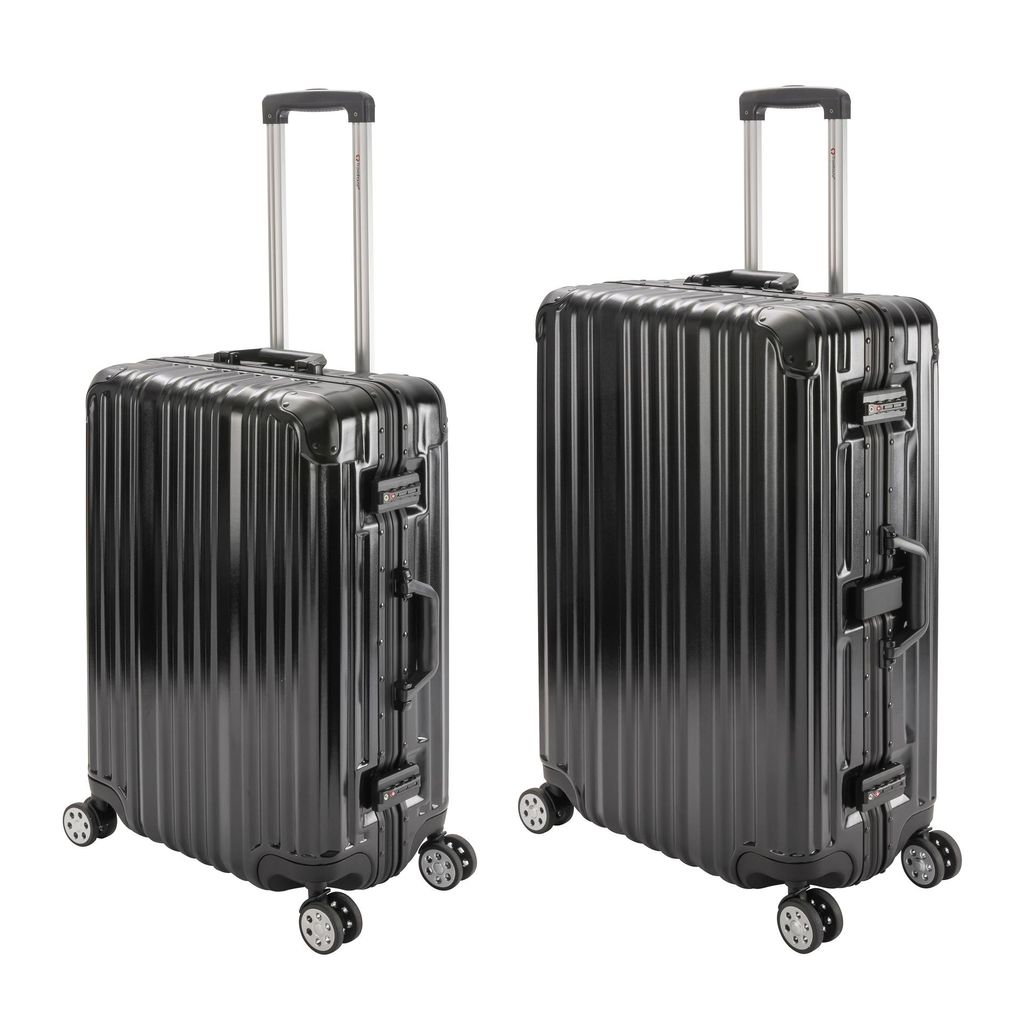 Travelhouse London - 2er Reisekoffer Set M+L - Polycarbonat Hartschale Schwarz