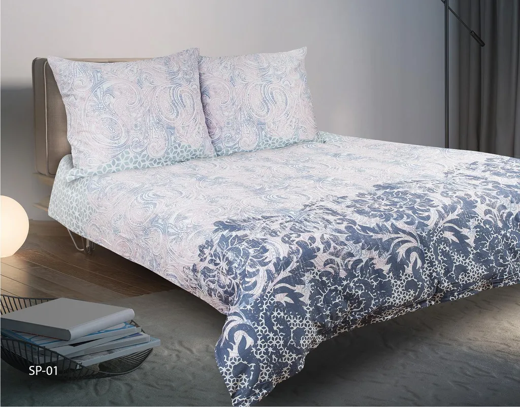 Drap Satin 160x200 Matex 01A Finition Satinée Rose et Bleu Foncé