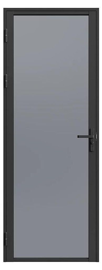 Komplette doppelseitige Tür aus Aluminium und rauchfarbenem Hartglas – H 204 x B 93 cm – Schwarz – LOXTON