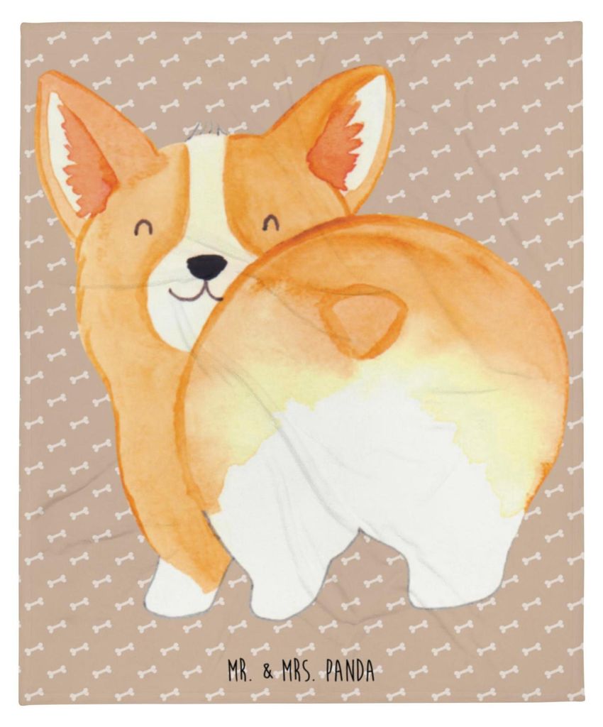 Mr. & Mrs. Panda Sofaüberwurf Corgi Po - Hundeglück - Geschenk, Tagesdecke, Kuscheldecke, Hund, Bettüberwurf, Corgie, Bettdecke, Spruch, Decke, ...