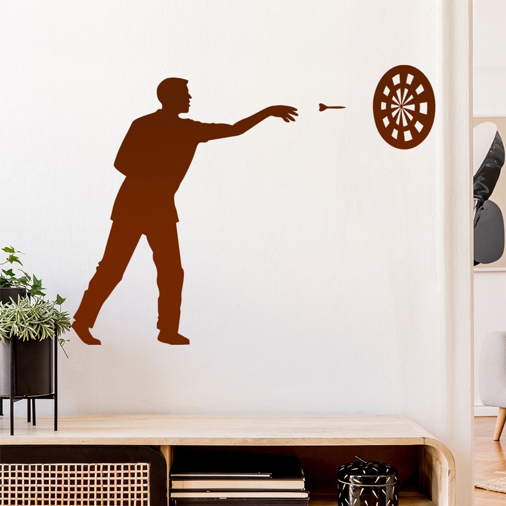 Darts Bullseye Spieler Figur Wandtattoo Wandaufkleber Wall Sticker - Dekoration, Küche, Wohnzimmer, Schlafzimmer, Badezimmer