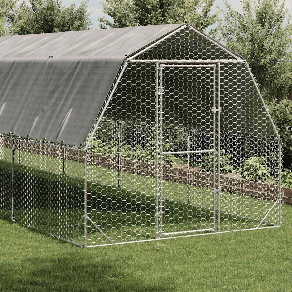 vidaXL Hühnerstall mit Dach 2,5x6x2,25 m Verzinkter Stahl