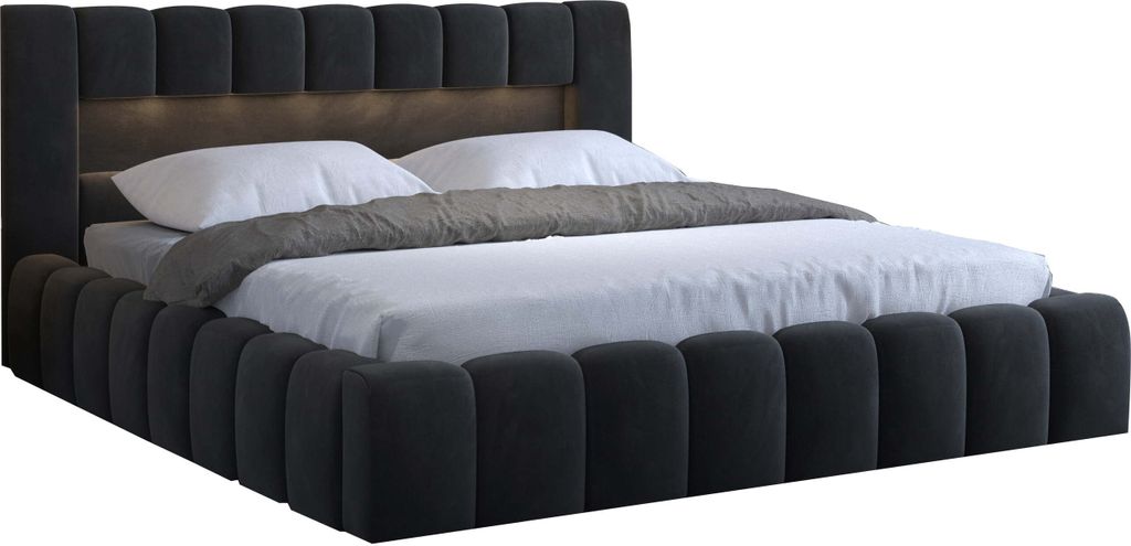 Bett mit Bettkasten 180x200cm Dunkelgrau Produktbild 