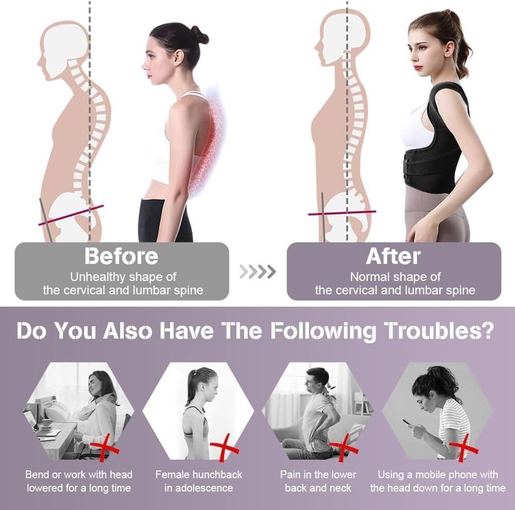 EFGETD Yoga Stange 80cm - Haltungskorrektur Gegen Buckel, Verstellbar