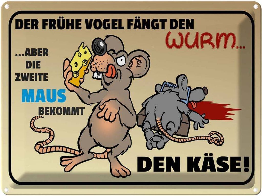 vianmo Blechschild 30x40 cm der frühe Vogel fängt den Wurm Spruch Zitat