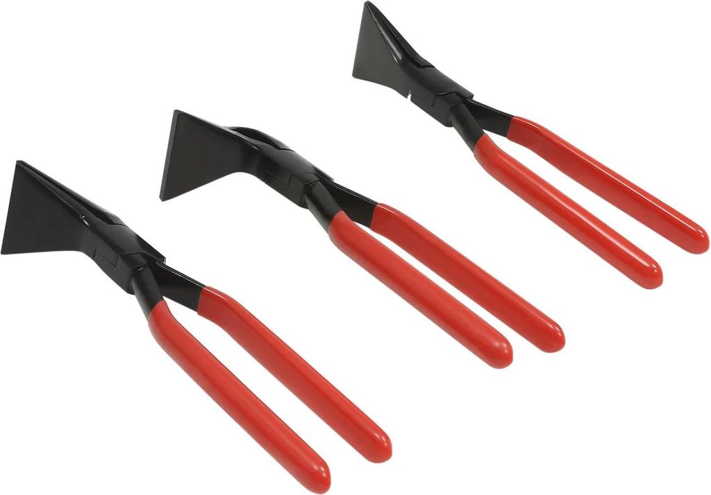 Blechbiegzangen - 3-teiliges Set - Gerade, 45° & 90° Backen - Zum Biegen, Falzen und Planrichten von Blech - Kohlenstoffstahl - Rot