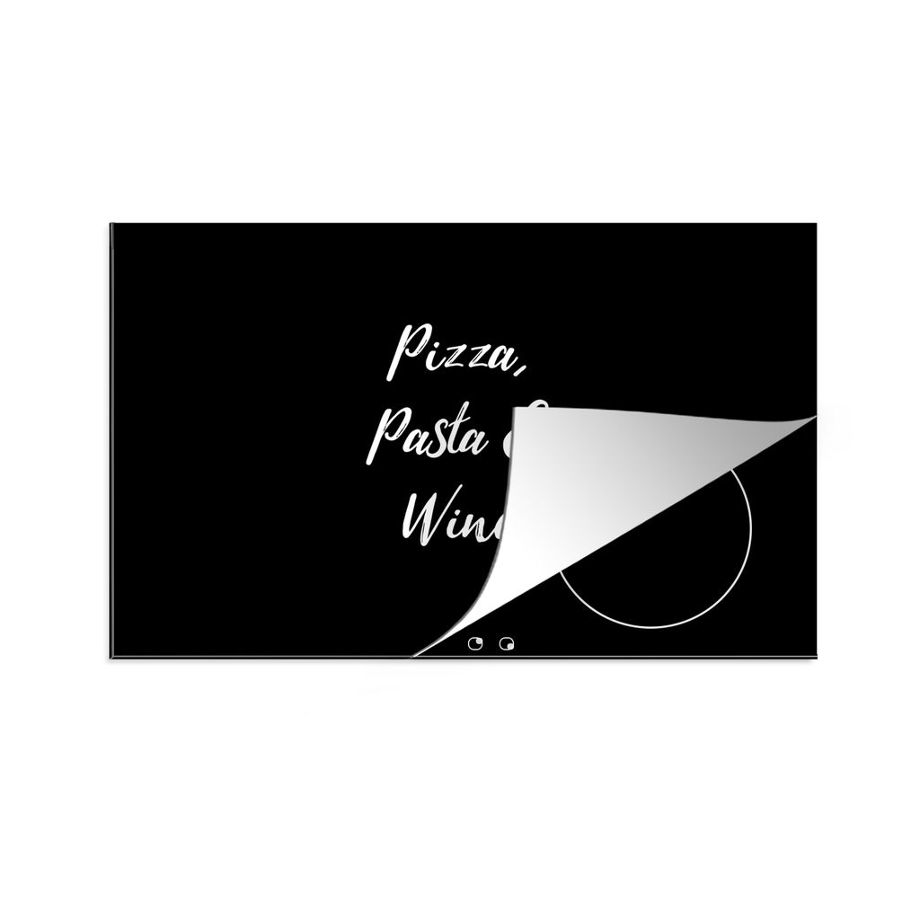 KitchenYeah Herdabdeckplatte Sprichwörter - Essen - Zitate - Pizza, Pasta & Wein , 77x51cm, Küche Deko, Glaskeramikkochfeld Herdabdeckung, Abde...