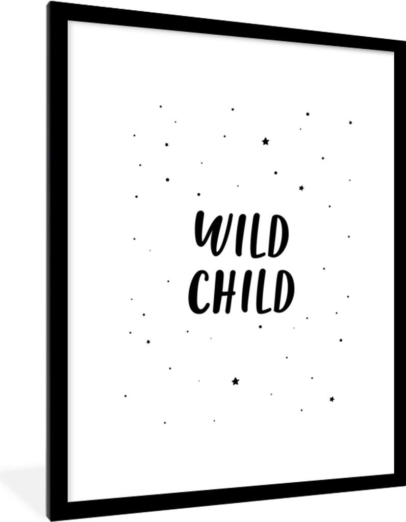 MuchoWow Gerahmtes Poster Zitate - Wildes Kind - Baby - Text 60x80 cm - Poster mit Schwarzem Bilderrahmen Wandposter Rahmen Foto Bilder - Wohnzim...